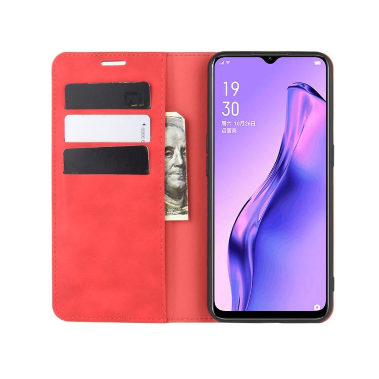 For Oppo A8 Retro-skin Business Magnetic Suction Leather Case with Holder & Card Slots & Wallet