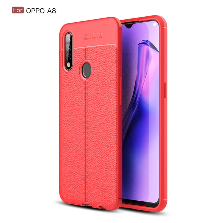 For OPPO A8 Litchi Texture TPU Shockproof Case(Red)