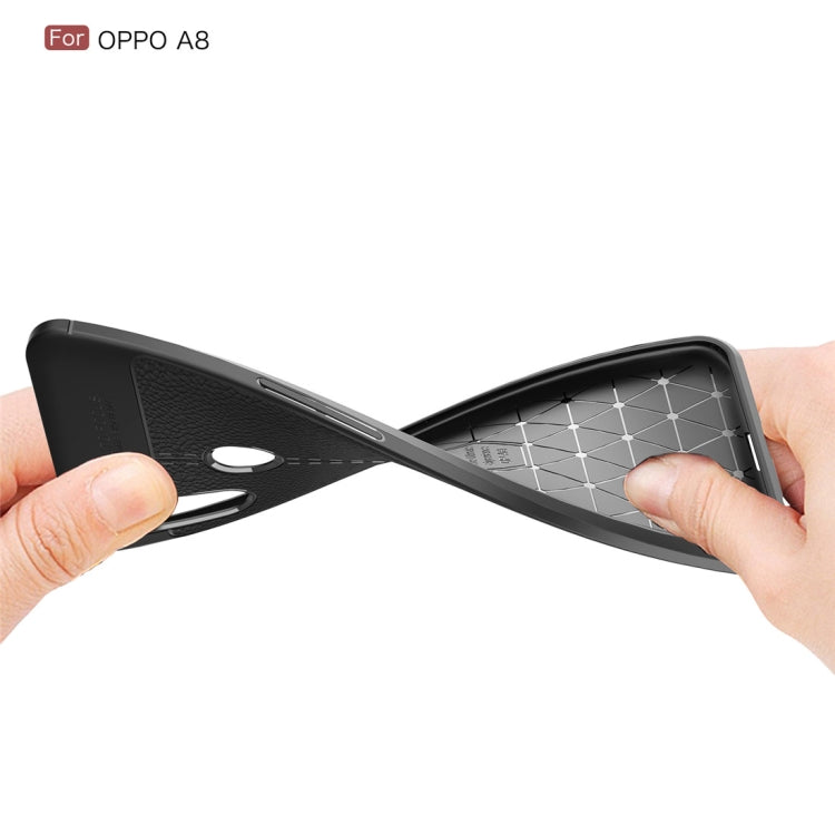 For OPPO A8 Litchi Texture TPU Shockproof Case(Red)