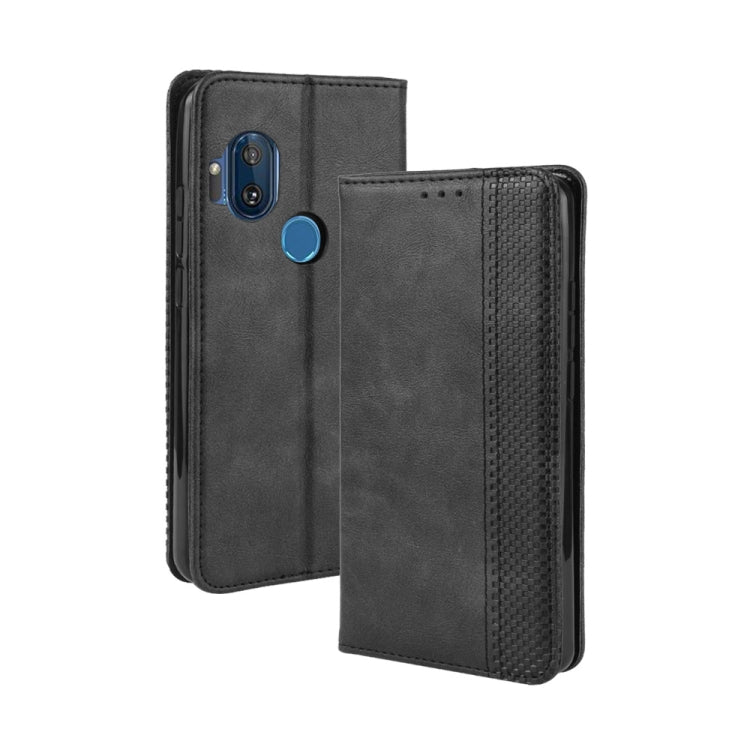 For Motorola One Hyper Magnetic Buckle Retro Crazy Horse Texture Horizontal Flip Leather Case with Holder & Card Slots & Photo Frame