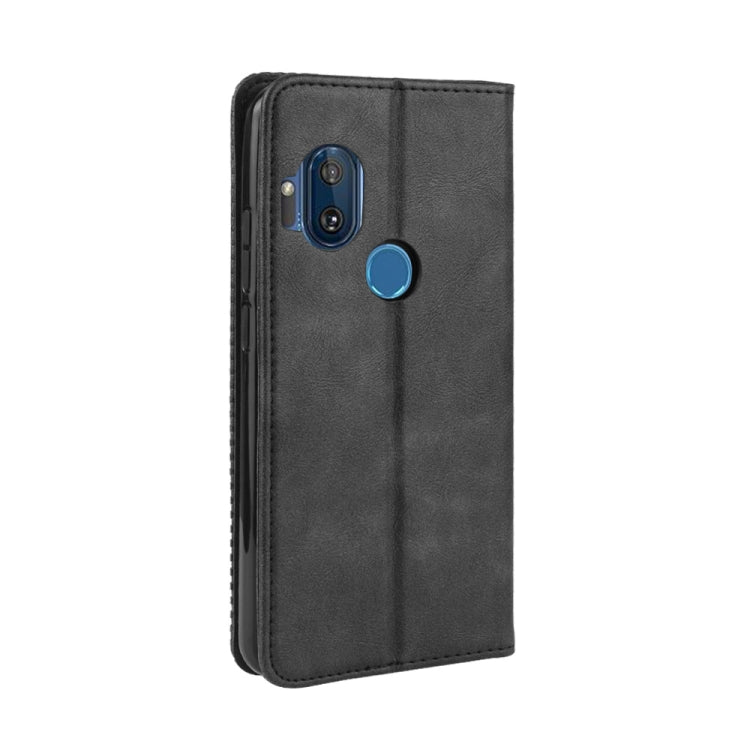 For Motorola One Hyper Magnetic Buckle Retro Crazy Horse Texture Horizontal Flip Leather Case with Holder & Card Slots & Photo Frame