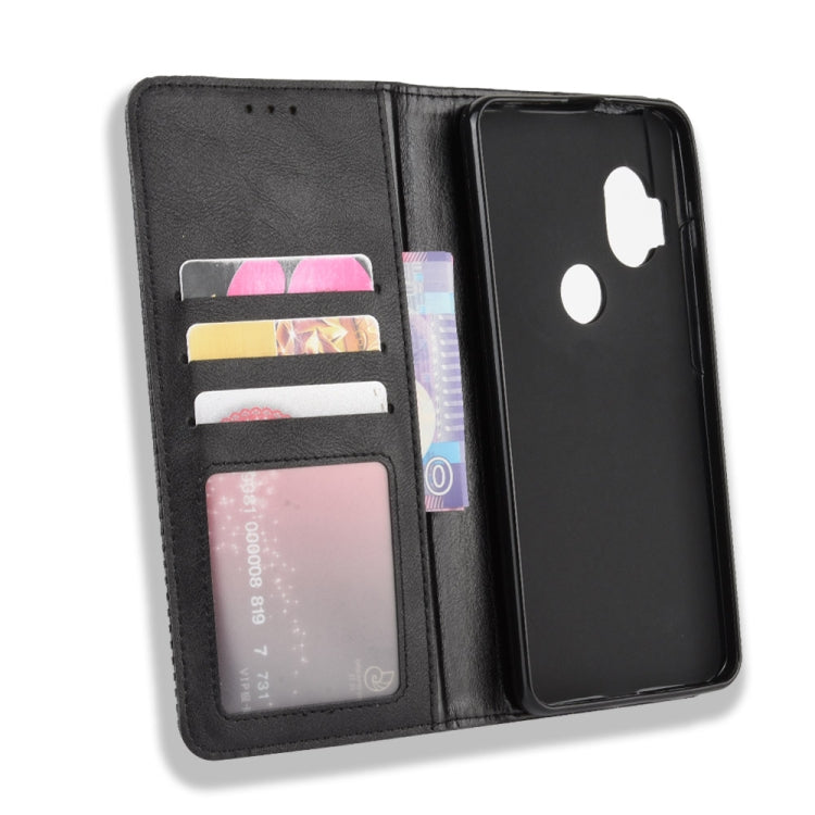 For Motorola One Hyper Magnetic Buckle Retro Crazy Horse Texture Horizontal Flip Leather Case with Holder & Card Slots & Photo Frame