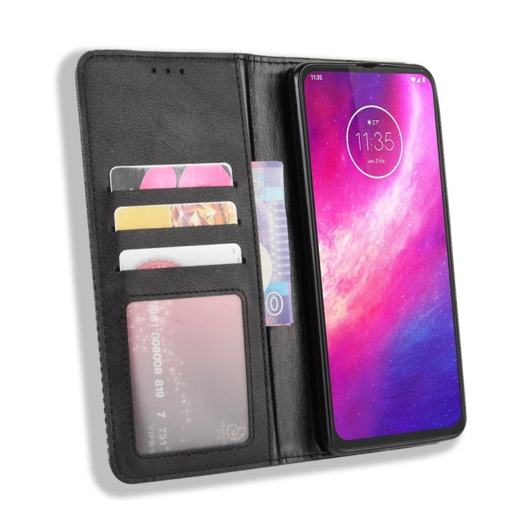 For Motorola One Hyper Magnetic Buckle Retro Crazy Horse Texture Horizontal Flip Leather Case with Holder & Card Slots & Photo Frame