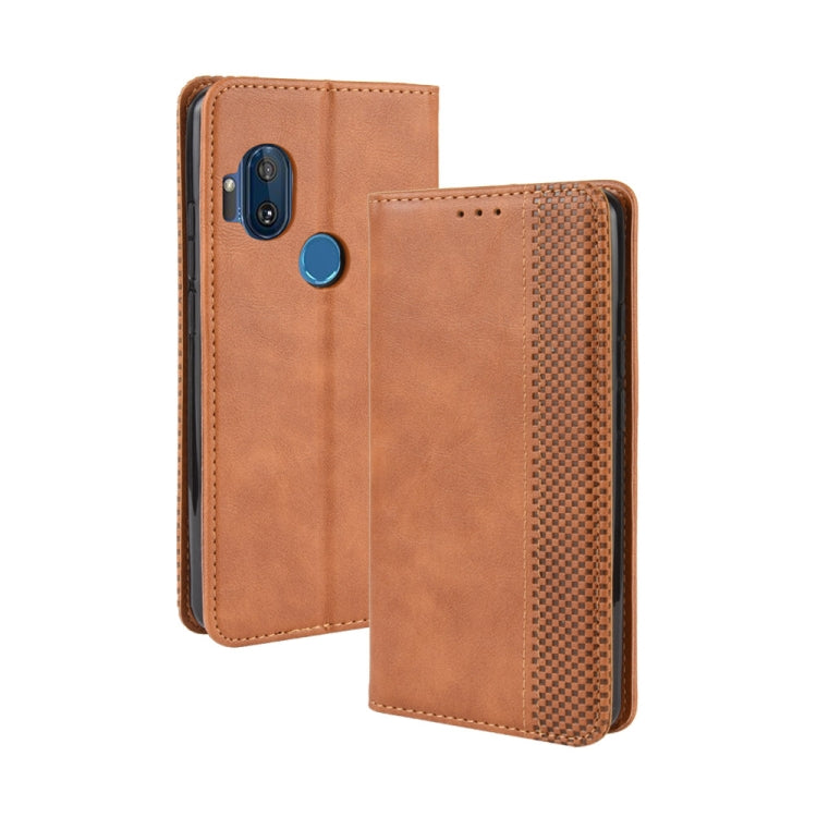 For Motorola One Hyper Magnetic Buckle Retro Crazy Horse Texture Horizontal Flip Leather Case with Holder & Card Slots & Photo Frame