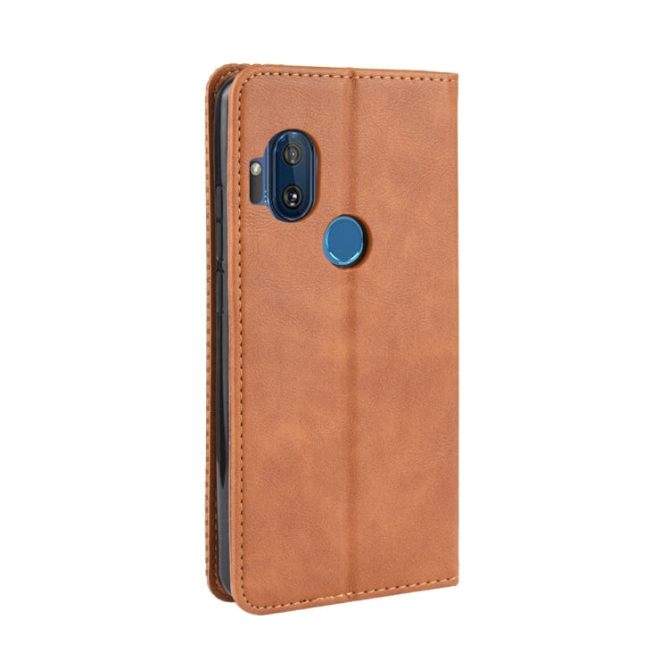 For Motorola One Hyper Magnetic Buckle Retro Crazy Horse Texture Horizontal Flip Leather Case with Holder & Card Slots & Photo Frame
