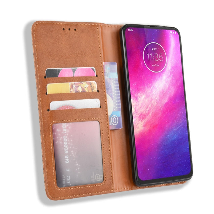 For Motorola One Hyper Magnetic Buckle Retro Crazy Horse Texture Horizontal Flip Leather Case with Holder & Card Slots & Photo Frame