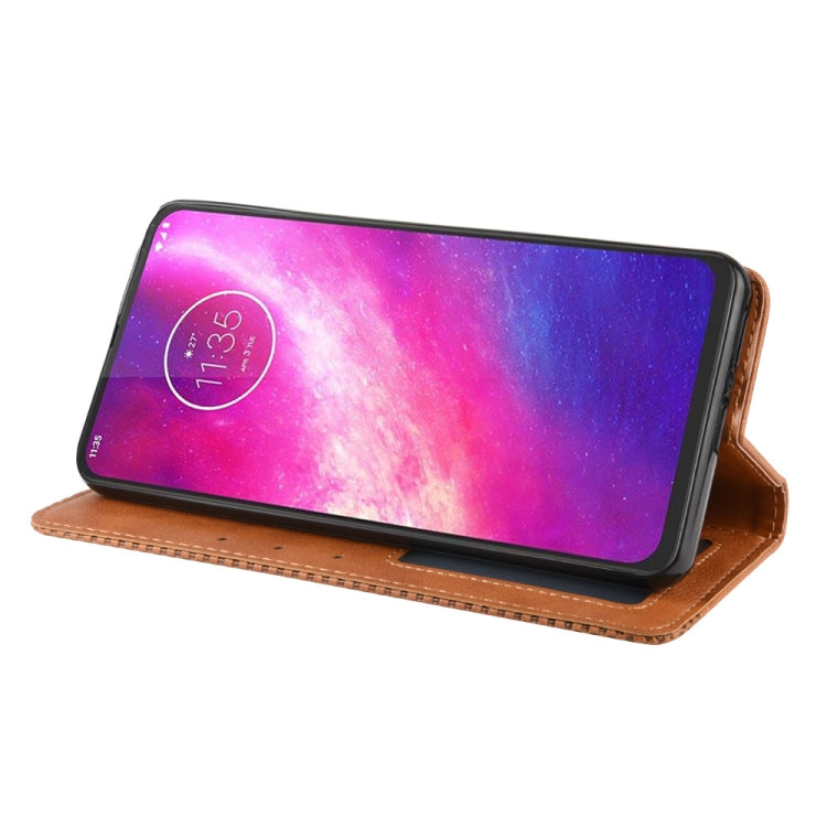 For Motorola One Hyper Magnetic Buckle Retro Crazy Horse Texture Horizontal Flip Leather Case with Holder & Card Slots & Photo Frame