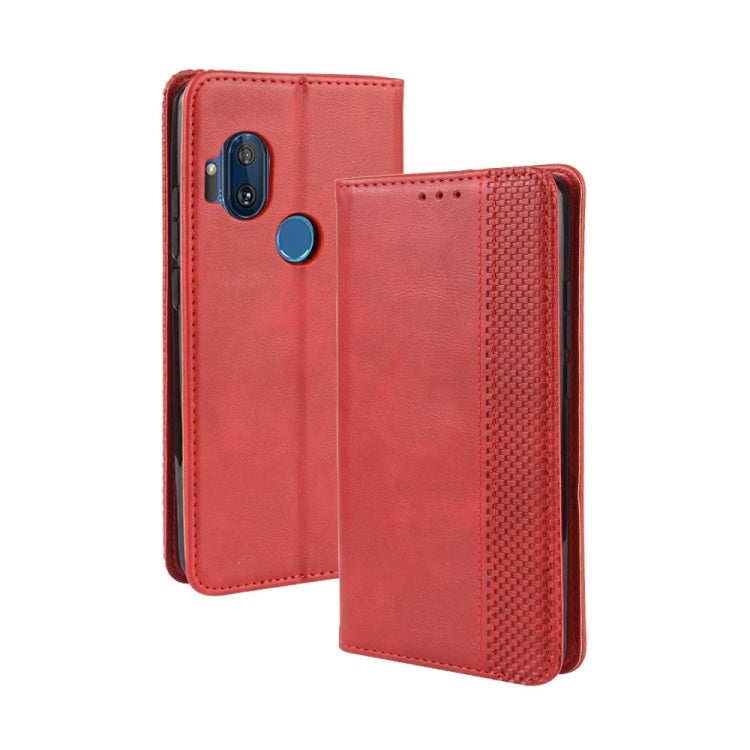 For Motorola One Hyper Magnetic Buckle Retro Crazy Horse Texture Horizontal Flip Leather Case with Holder & Card Slots & Photo Frame