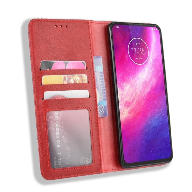 For Motorola One Hyper Magnetic Buckle Retro Crazy Horse Texture Horizontal Flip Leather Case with Holder & Card Slots & Photo Frame