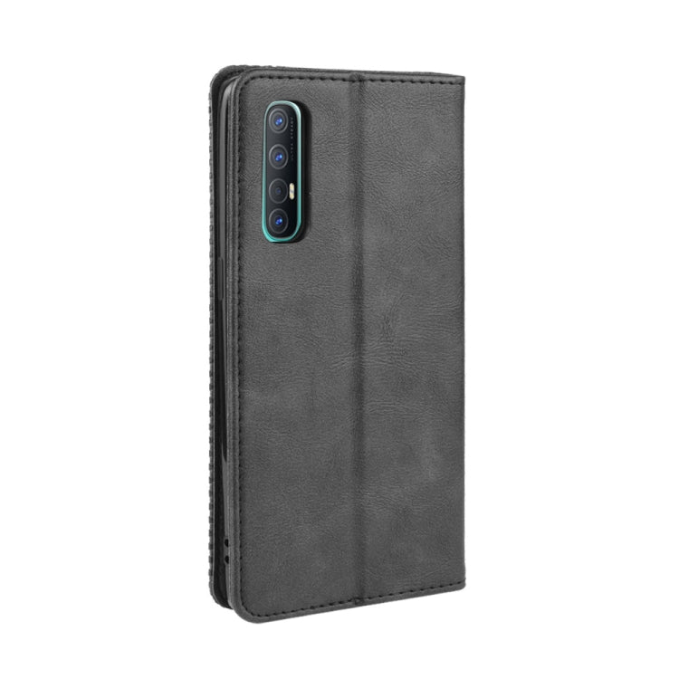 For OPPO Reno 3 Pro Magnetic Buckle Retro Crazy Horse Texture Horizontal Flip Leather Case with Holder & Card Slots & Photo Frame