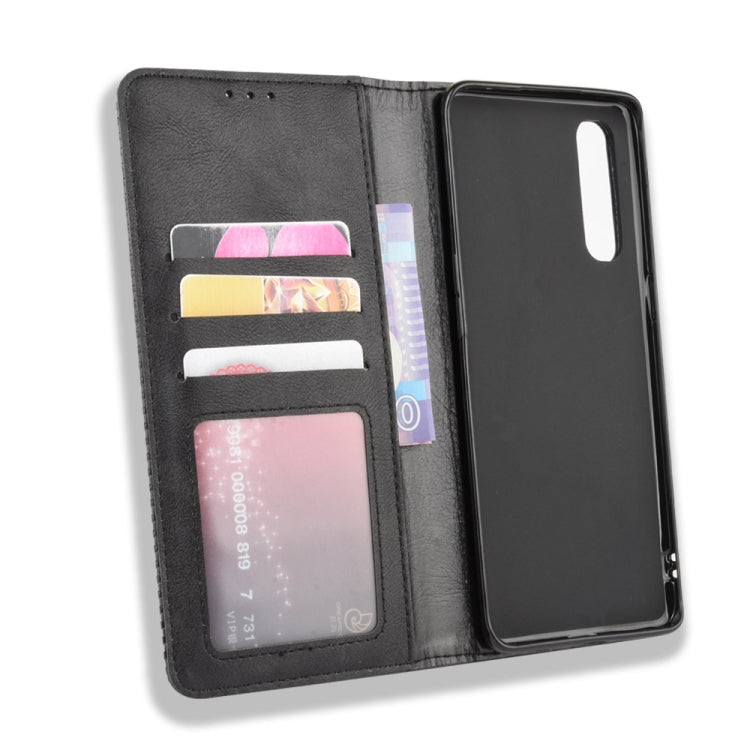 For OPPO Reno 3 Pro Magnetic Buckle Retro Crazy Horse Texture Horizontal Flip Leather Case with Holder & Card Slots & Photo Frame