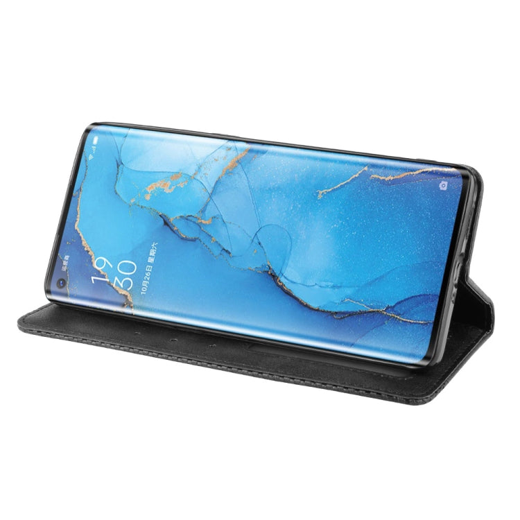 For OPPO Reno 3 Pro Magnetic Buckle Retro Crazy Horse Texture Horizontal Flip Leather Case with Holder & Card Slots & Photo Frame