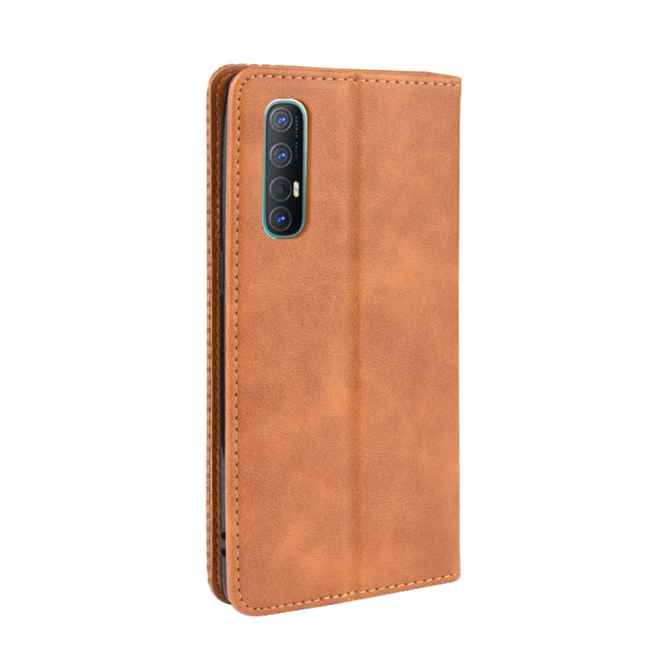 For OPPO Reno 3 Pro Magnetic Buckle Retro Crazy Horse Texture Horizontal Flip Leather Case with Holder & Card Slots & Photo Frame