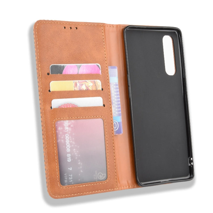 For OPPO Reno 3 Pro Magnetic Buckle Retro Crazy Horse Texture Horizontal Flip Leather Case with Holder & Card Slots & Photo Frame
