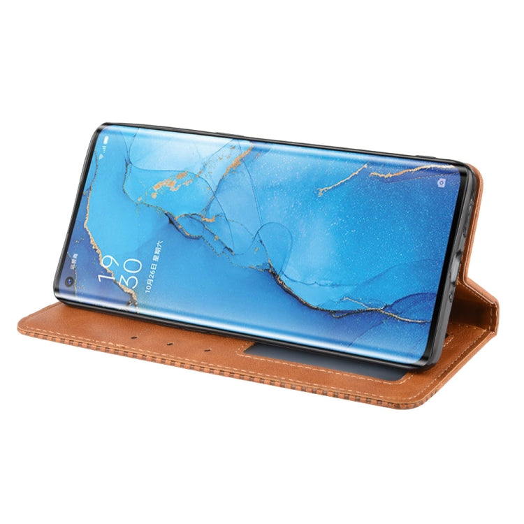 For OPPO Reno 3 Pro Magnetic Buckle Retro Crazy Horse Texture Horizontal Flip Leather Case with Holder & Card Slots & Photo Frame