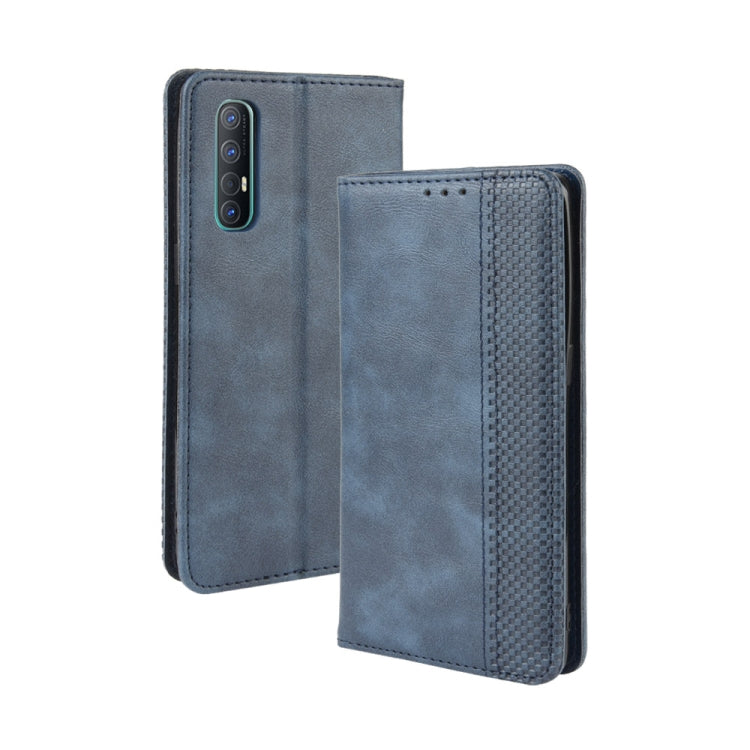 For OPPO Reno 3 Pro Magnetic Buckle Retro Crazy Horse Texture Horizontal Flip Leather Case with Holder & Card Slots & Photo Frame