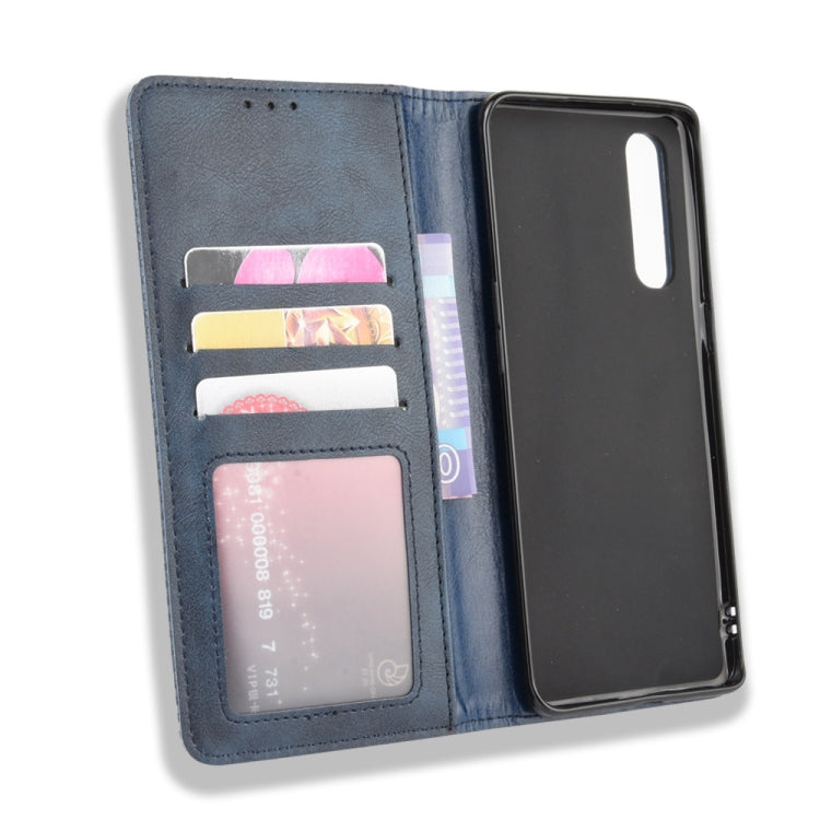 For OPPO Reno 3 Pro Magnetic Buckle Retro Crazy Horse Texture Horizontal Flip Leather Case with Holder & Card Slots & Photo Frame
