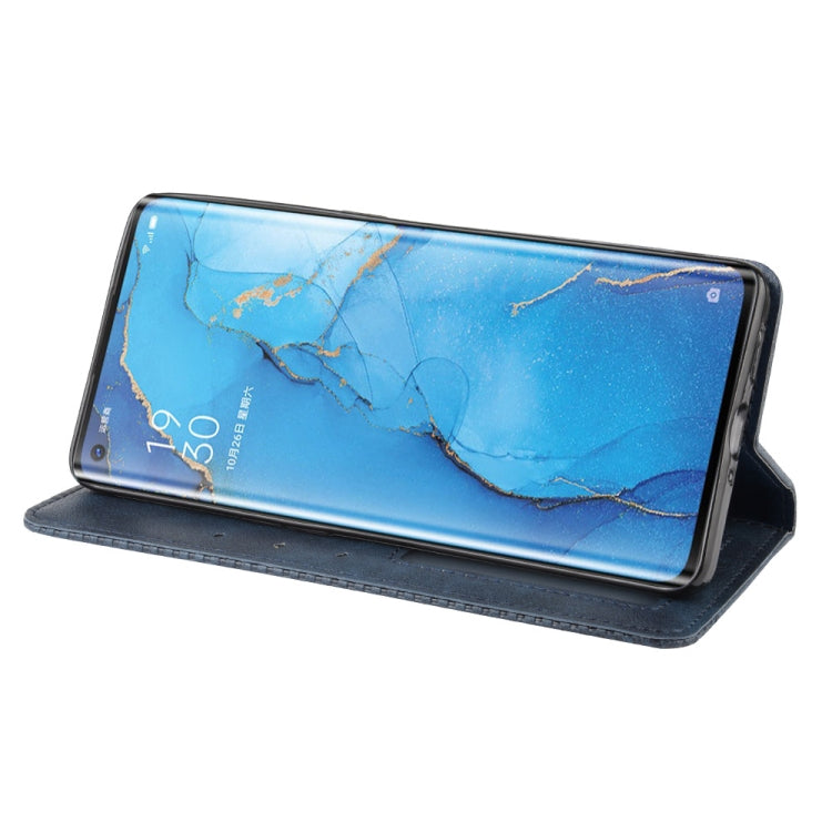 For OPPO Reno 3 Pro Magnetic Buckle Retro Crazy Horse Texture Horizontal Flip Leather Case with Holder & Card Slots & Photo Frame