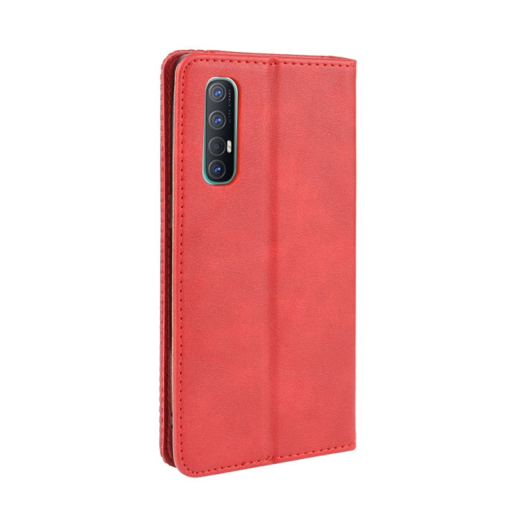 For OPPO Reno 3 Pro Magnetic Buckle Retro Crazy Horse Texture Horizontal Flip Leather Case with Holder & Card Slots & Photo Frame