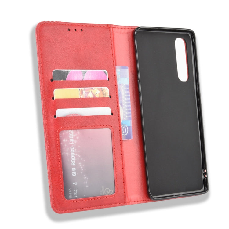 For OPPO Reno 3 Pro Magnetic Buckle Retro Crazy Horse Texture Horizontal Flip Leather Case with Holder & Card Slots & Photo Frame