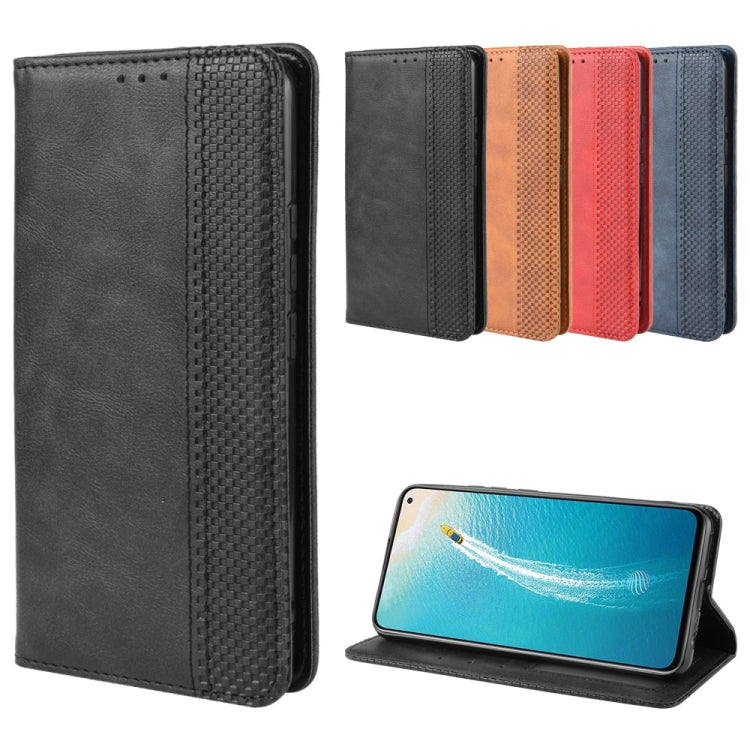 For vivo V17 (India) Magnetic Buckle Retro Crazy Horse Texture Horizontal Flip Leather Case with Holder & Card Slots & Photo Frame
