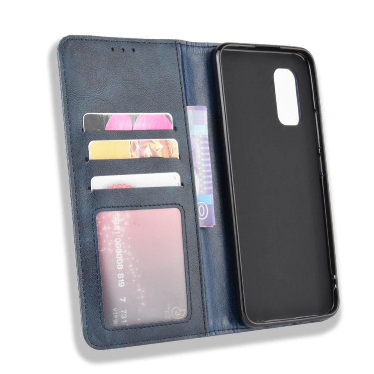 For vivo V17 (India) Magnetic Buckle Retro Crazy Horse Texture Horizontal Flip Leather Case with Holder & Card Slots & Photo Frame