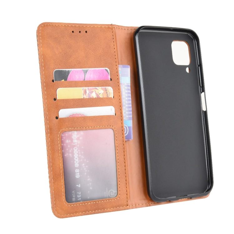 For Huawei P40 Lite / Nova 6 SE Magnetic Buckle Retro Crazy Horse Texture Horizontal Flip Leather Case with Holder & Card Slots & Photo Frame