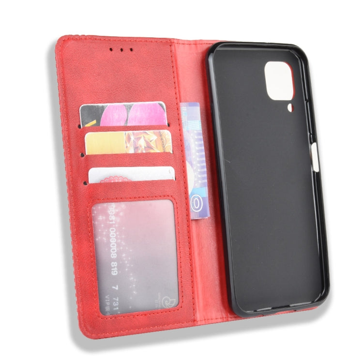 For Huawei P40 Lite / Nova 6 SE Magnetic Buckle Retro Crazy Horse Texture Horizontal Flip Leather Case with Holder & Card Slots & Photo Frame