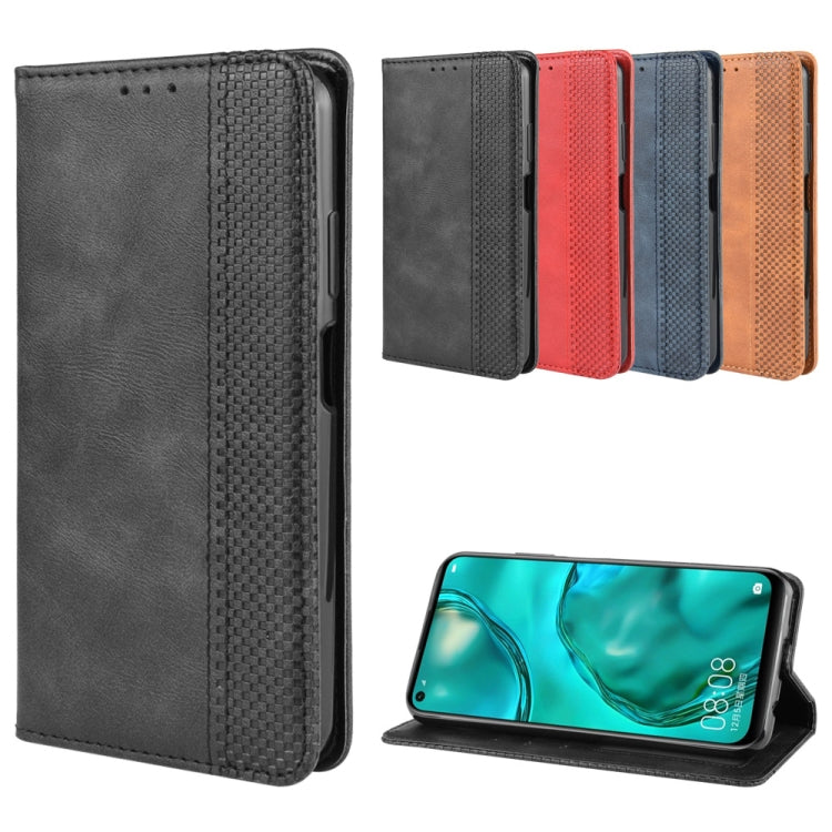 For Huawei P40 Lite / Nova 6 SE Magnetic Buckle Retro Crazy Horse Texture Horizontal Flip Leather Case with Holder & Card Slots & Photo Frame