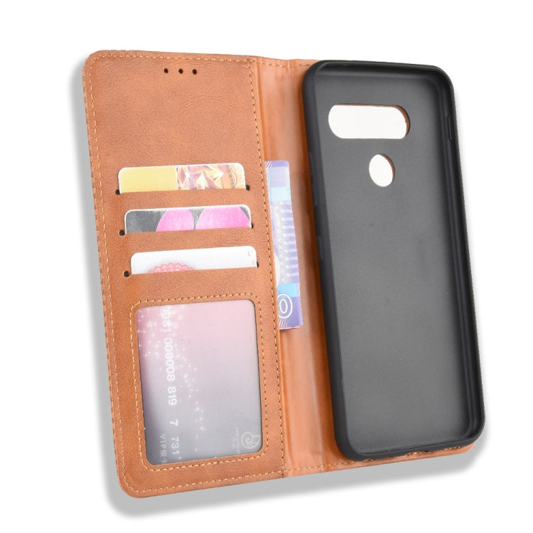 For LG Q70 Magnetic Buckle Retro Crazy Horse Texture Horizontal Flip Leather Case with Holder & Card Slots & Photo Frame