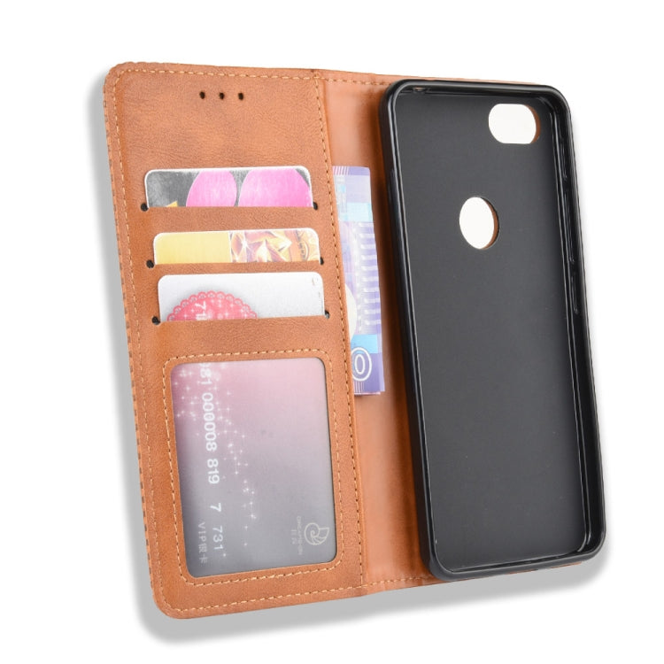 For Alcatel 1V (2019) with Fingerprint Hole Magnetic Buckle Retro Crazy Horse Texture Horizontal Flip Leather Case with Holder & Card Slots & Photo Frame