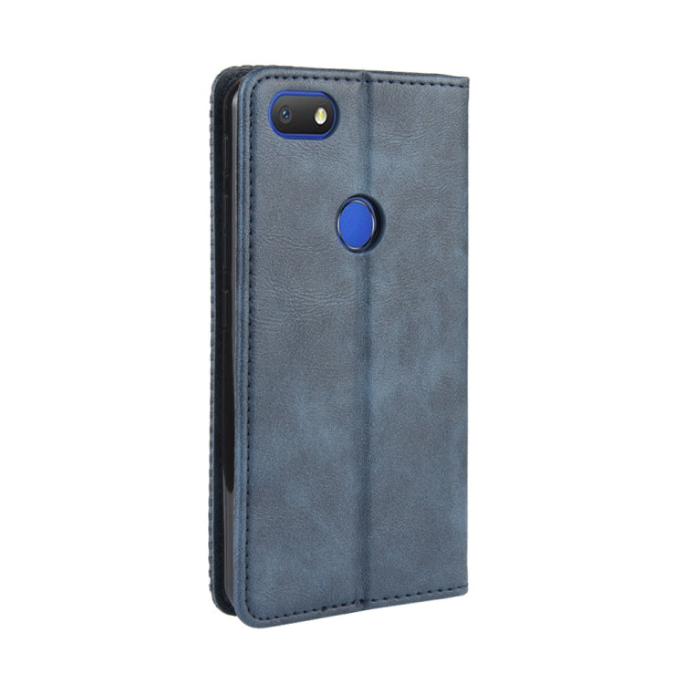 For Alcatel 1V (2019) with Fingerprint Hole Magnetic Buckle Retro Crazy Horse Texture Horizontal Flip Leather Case with Holder & Card Slots & Photo Frame
