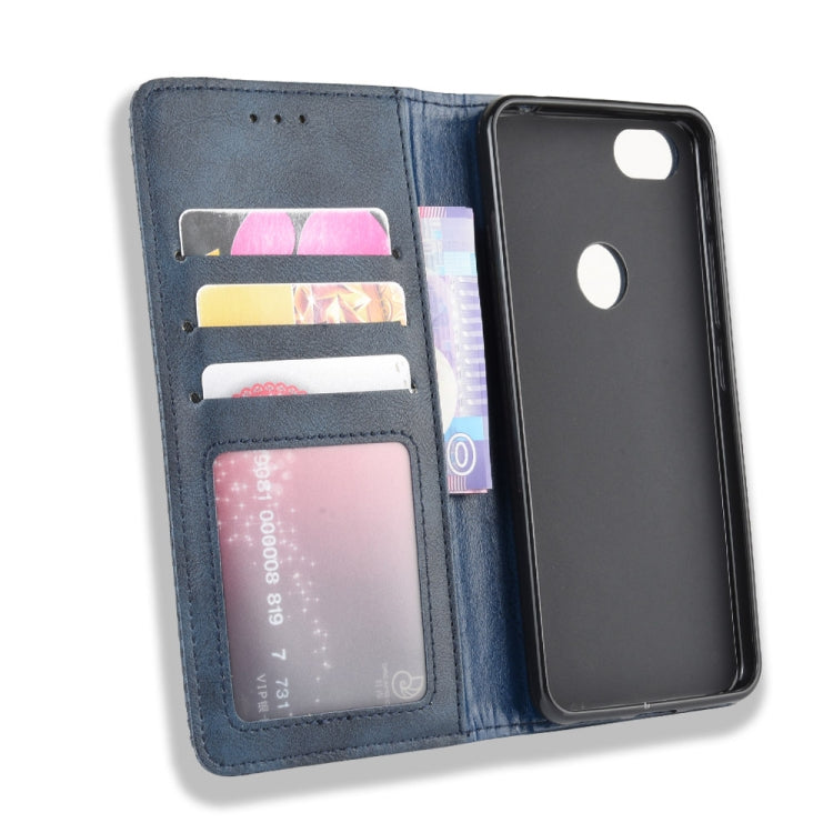 For Alcatel 1V (2019) with Fingerprint Hole Magnetic Buckle Retro Crazy Horse Texture Horizontal Flip Leather Case with Holder & Card Slots & Photo Frame