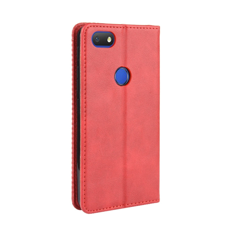 For Alcatel 1V (2019) with Fingerprint Hole Magnetic Buckle Retro Crazy Horse Texture Horizontal Flip Leather Case with Holder & Card Slots & Photo Frame