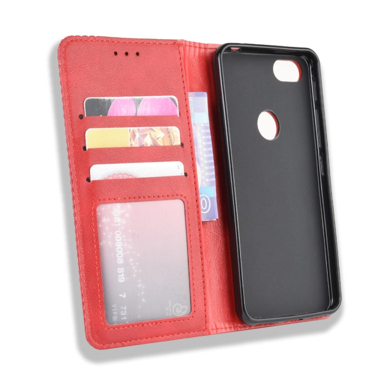 For Alcatel 1V (2019) with Fingerprint Hole Magnetic Buckle Retro Crazy Horse Texture Horizontal Flip Leather Case with Holder & Card Slots & Photo Frame