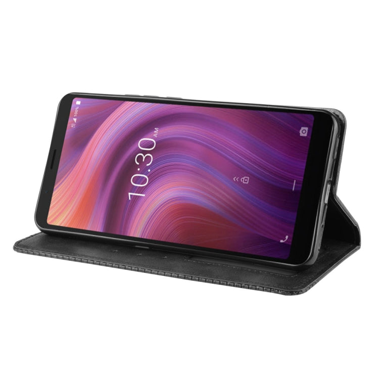For Alcatel 3V (2019) Magnetic Buckle Retro Crazy Horse Texture Horizontal Flip Leather Case with Holder & Card Slots & Photo Frame