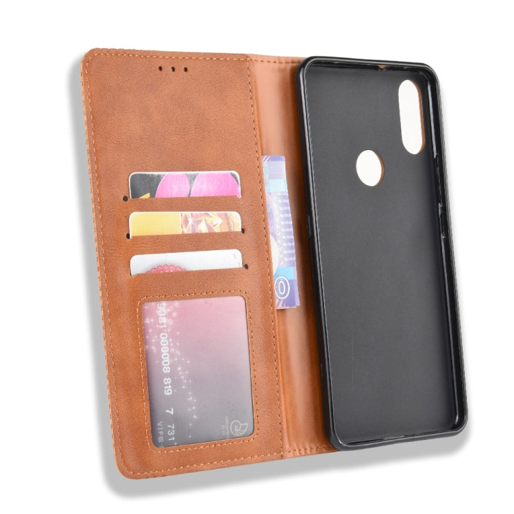 For Alcatel 3V (2019) Magnetic Buckle Retro Crazy Horse Texture Horizontal Flip Leather Case with Holder & Card Slots & Photo Frame