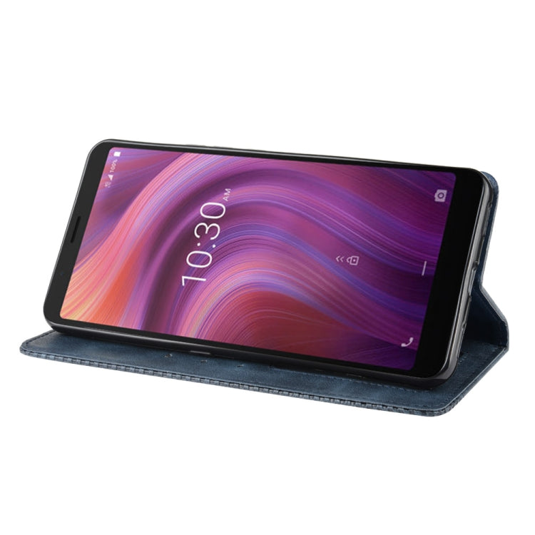 For Alcatel 3V (2019) Magnetic Buckle Retro Crazy Horse Texture Horizontal Flip Leather Case with Holder & Card Slots & Photo Frame