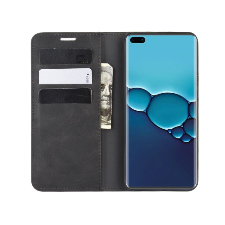 For Huawei P40 Retro-skin Business Magnetic Suction Leather Case with Holder & Card Slots & Wallet