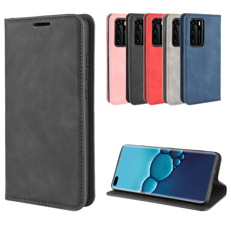 For Huawei P40 Retro-skin Business Magnetic Suction Leather Case with Holder & Card Slots & Wallet