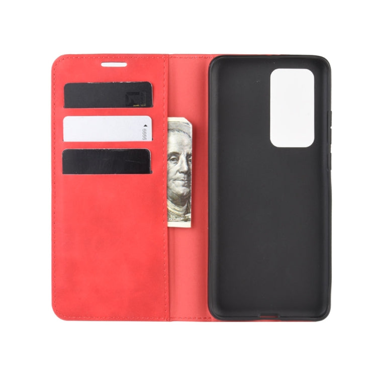 For Huawei P40 Retro-skin Business Magnetic Suction Leather Case with Holder & Card Slots & Wallet