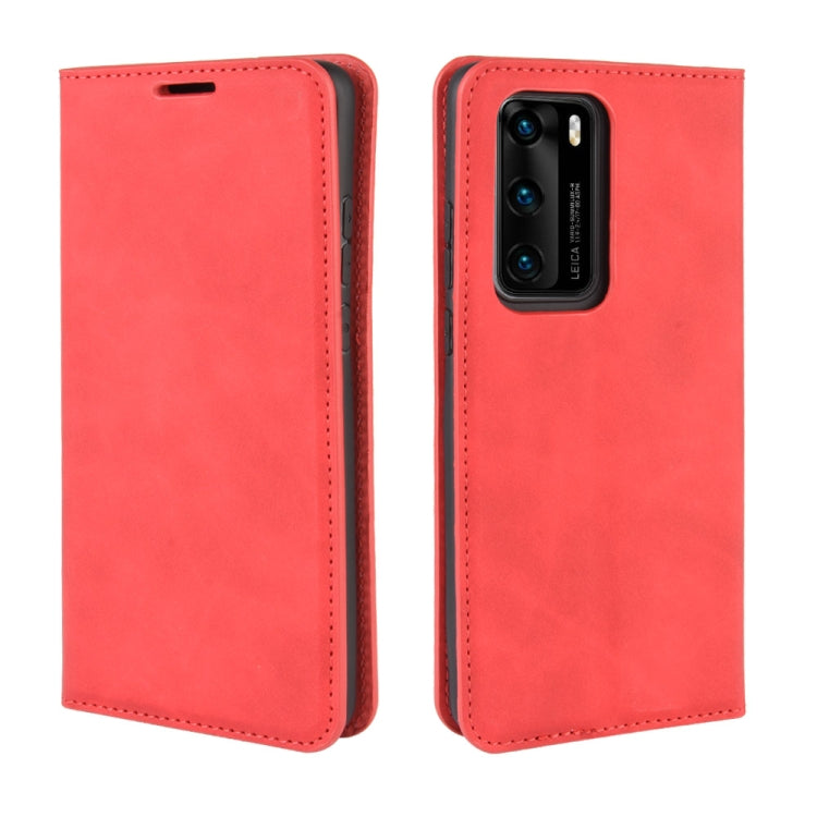 For Huawei P40 Retro-skin Business Magnetic Suction Leather Case with Holder & Card Slots & Wallet