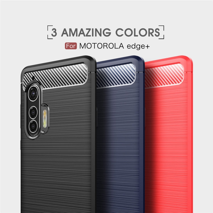 For Motorola Moto Edge Plus Brushed Texture Carbon Fiber TPU Case