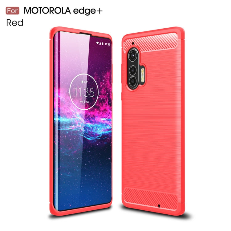 For Motorola Moto Edge Plus Brushed Texture Carbon Fiber TPU Case