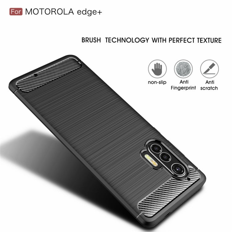 For Motorola Moto Edge Plus Brushed Texture Carbon Fiber TPU Case