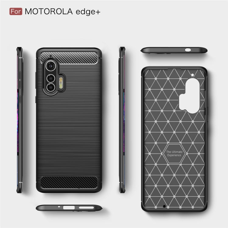 For Motorola Moto Edge Plus Brushed Texture Carbon Fiber TPU Case