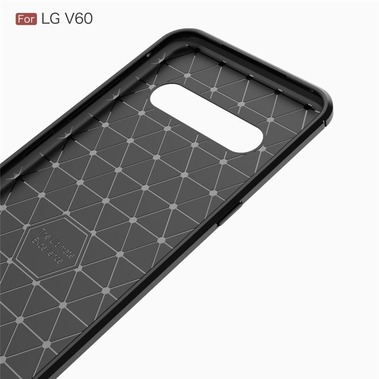 For LG V60 ThinQ Brushed Texture Carbon Fiber Shockproof TPU Case(Navy Blue)