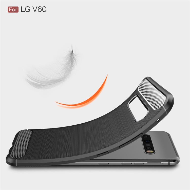 For LG V60 ThinQ Brushed Texture Carbon Fiber Shockproof TPU Case(Navy Blue)