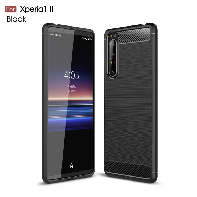 For Sony Xperia 1 II Brushed Texture Carbon Fiber Shockproof TPU Case
