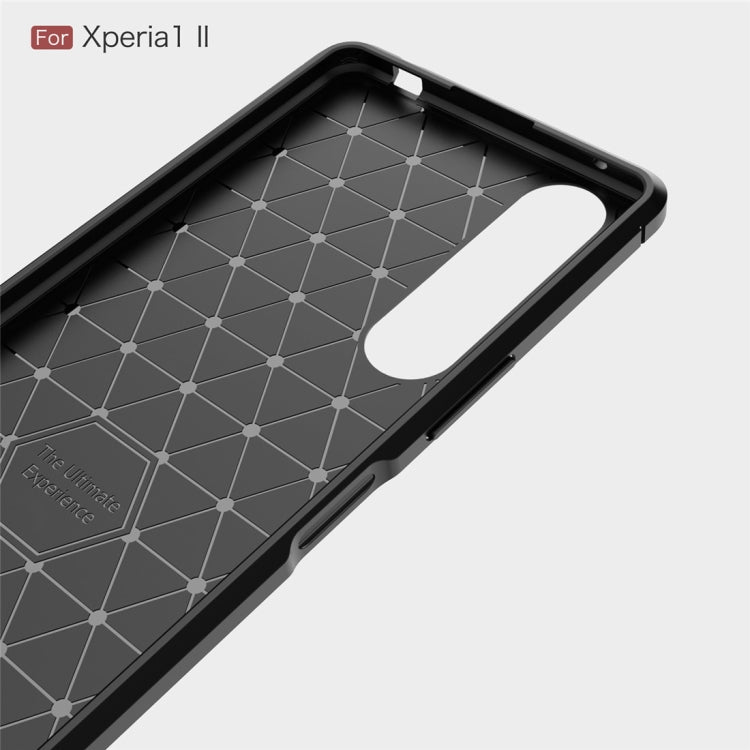 For Sony Xperia 1 II Brushed Texture Carbon Fiber Shockproof TPU Case